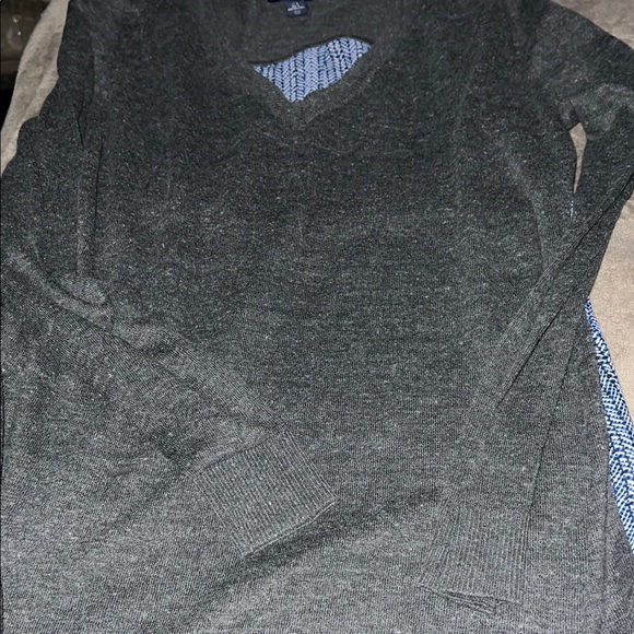 GAP Charcoal V-Neck Mixed Material Cotton / Chiffon Small Shirt Blouse GUC - Picture 1 of 3